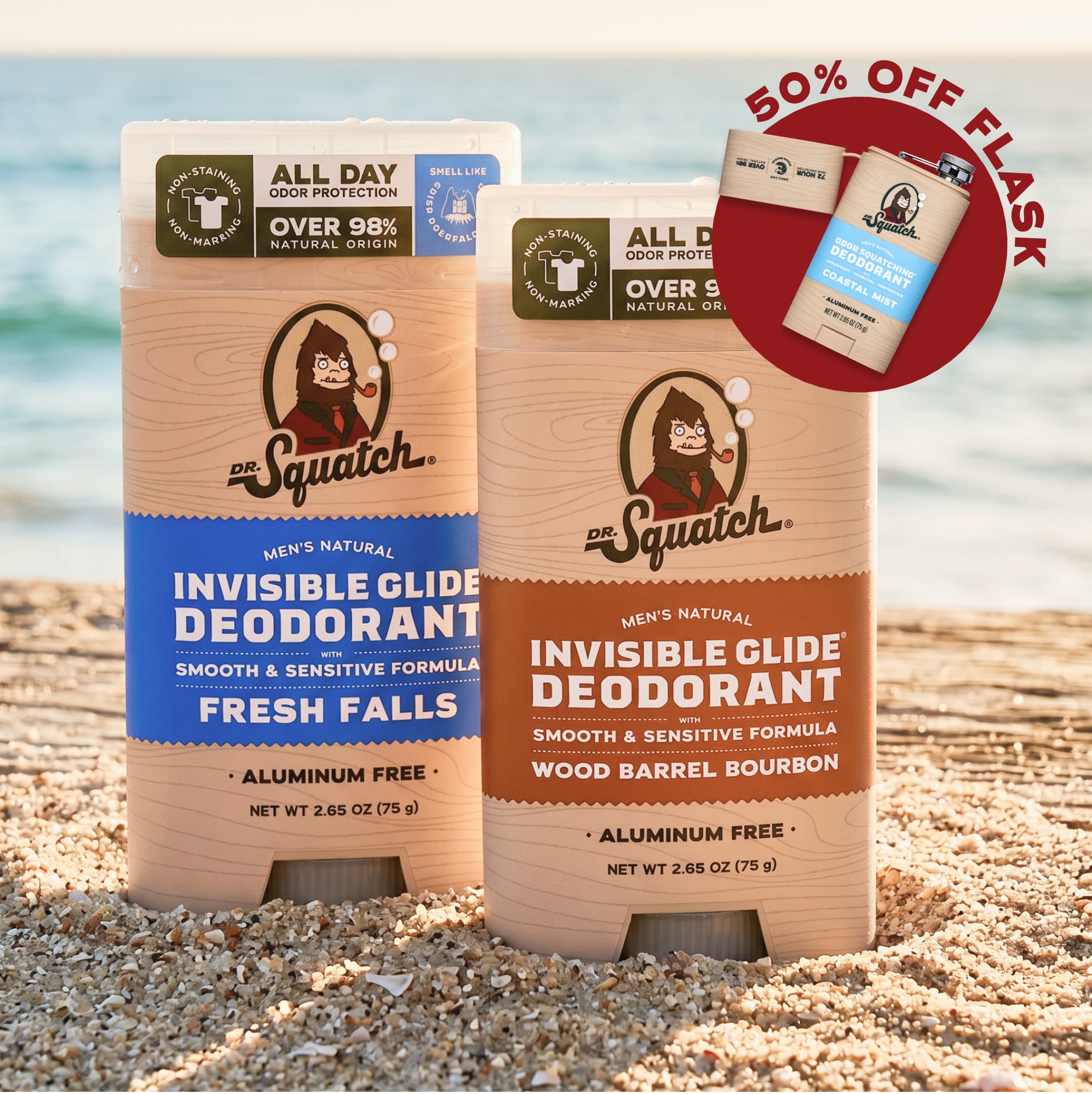 Dr. Squatch Soap 2-Pack Glide + Deo Flask